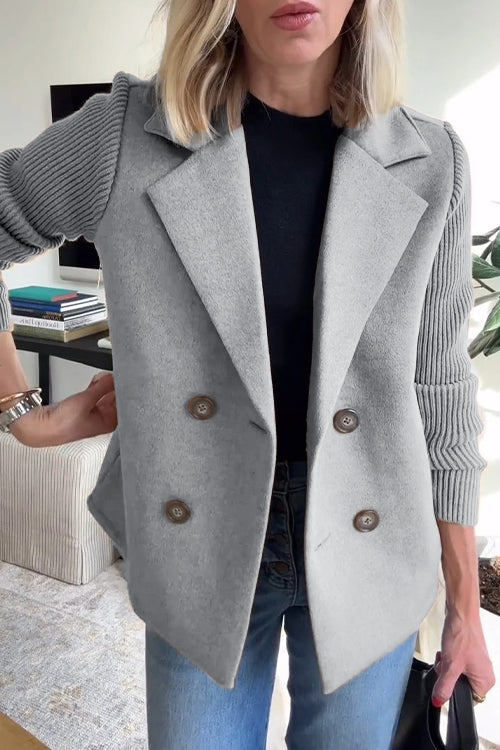 Chic Blazer with Textured Ribbed Sleeves