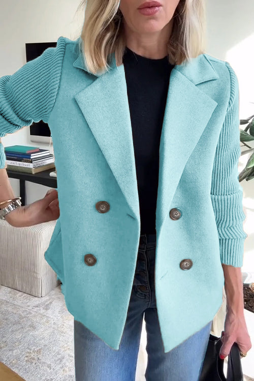 Chic Blazer with Textured Ribbed Sleeves
