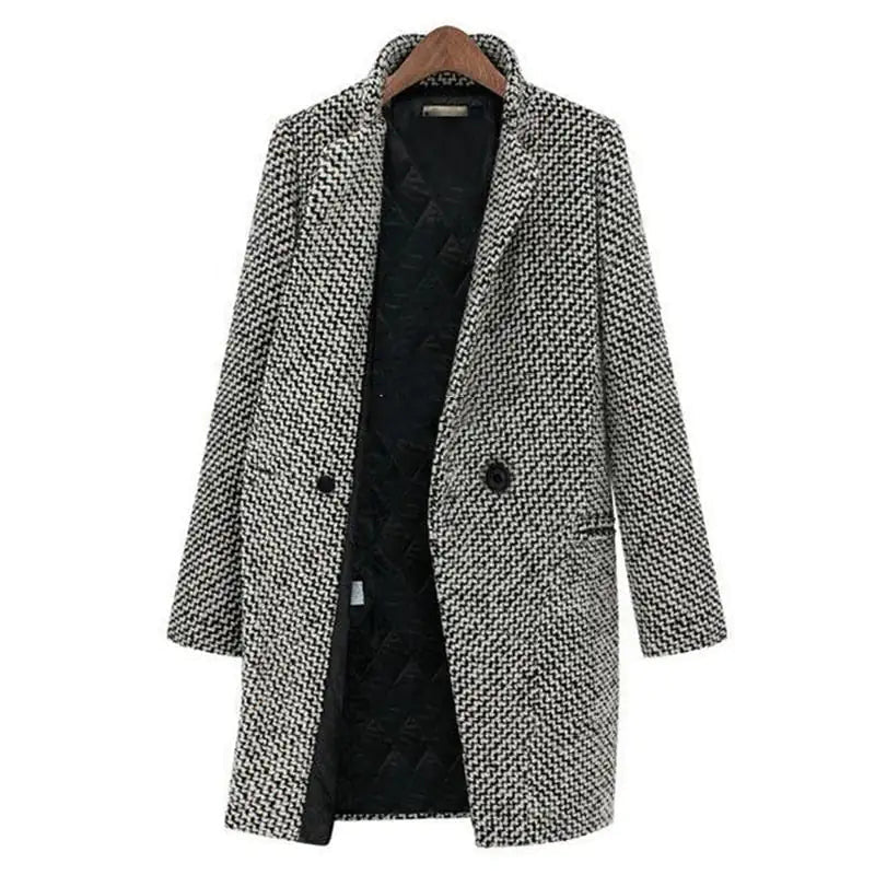 Women's Elegant 3/4 Length Wool Coat
