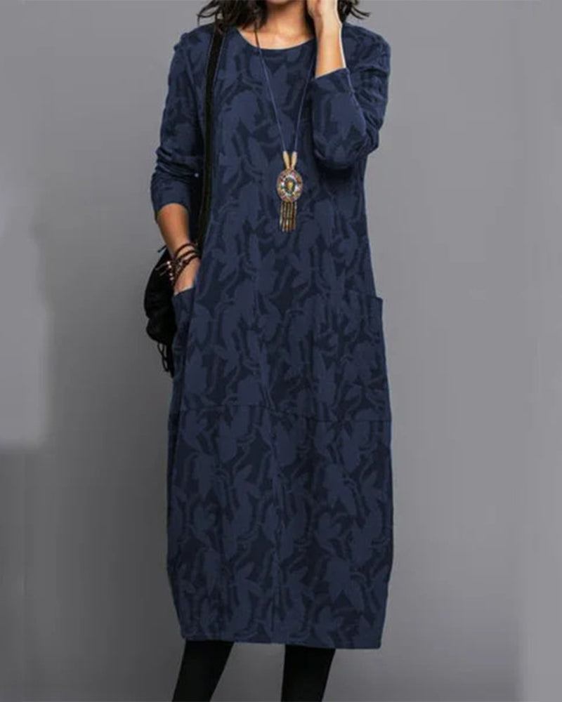 Kamalia | Long Floral Print Dress with Pockets