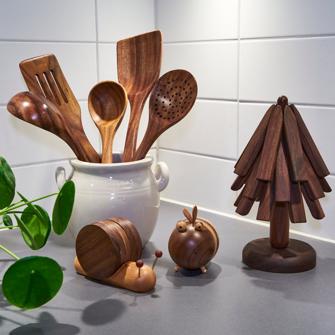 Kitchen Utensils Set in Walnut (5 pieces)
