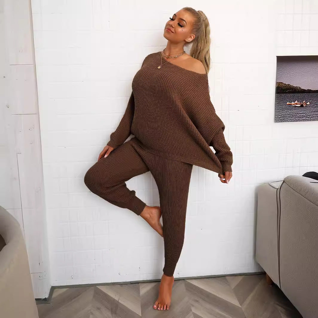Cozy Knit Set with Drop-Shoulder Sweater