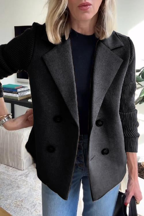 Chic Blazer with Textured Ribbed Sleeves