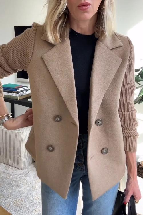 Chic Blazer with Textured Ribbed Sleeves