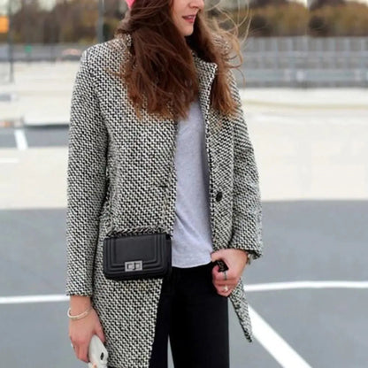 Women's Elegant 3/4 Length Wool Coat