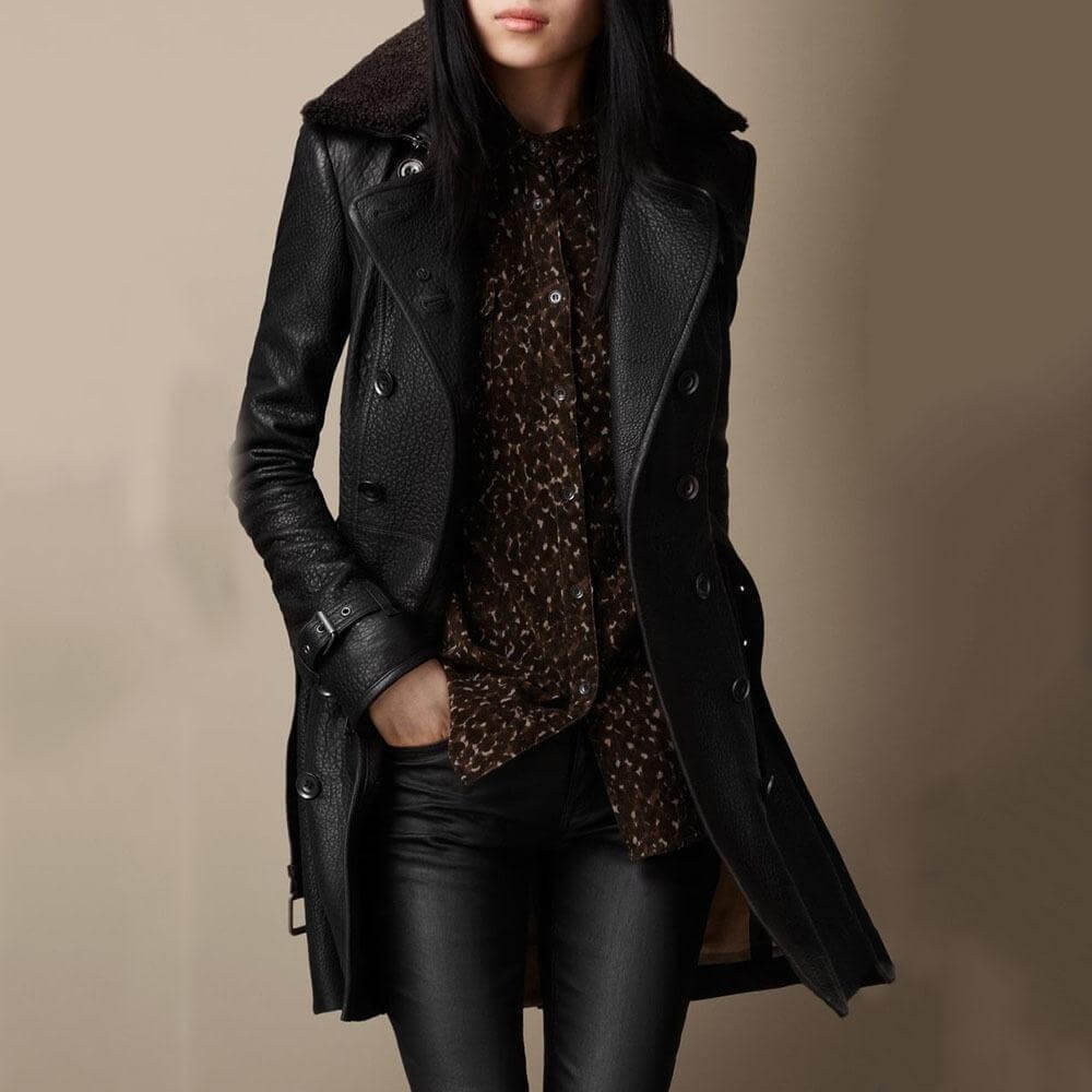 Elegant Leather 3/4 Coat