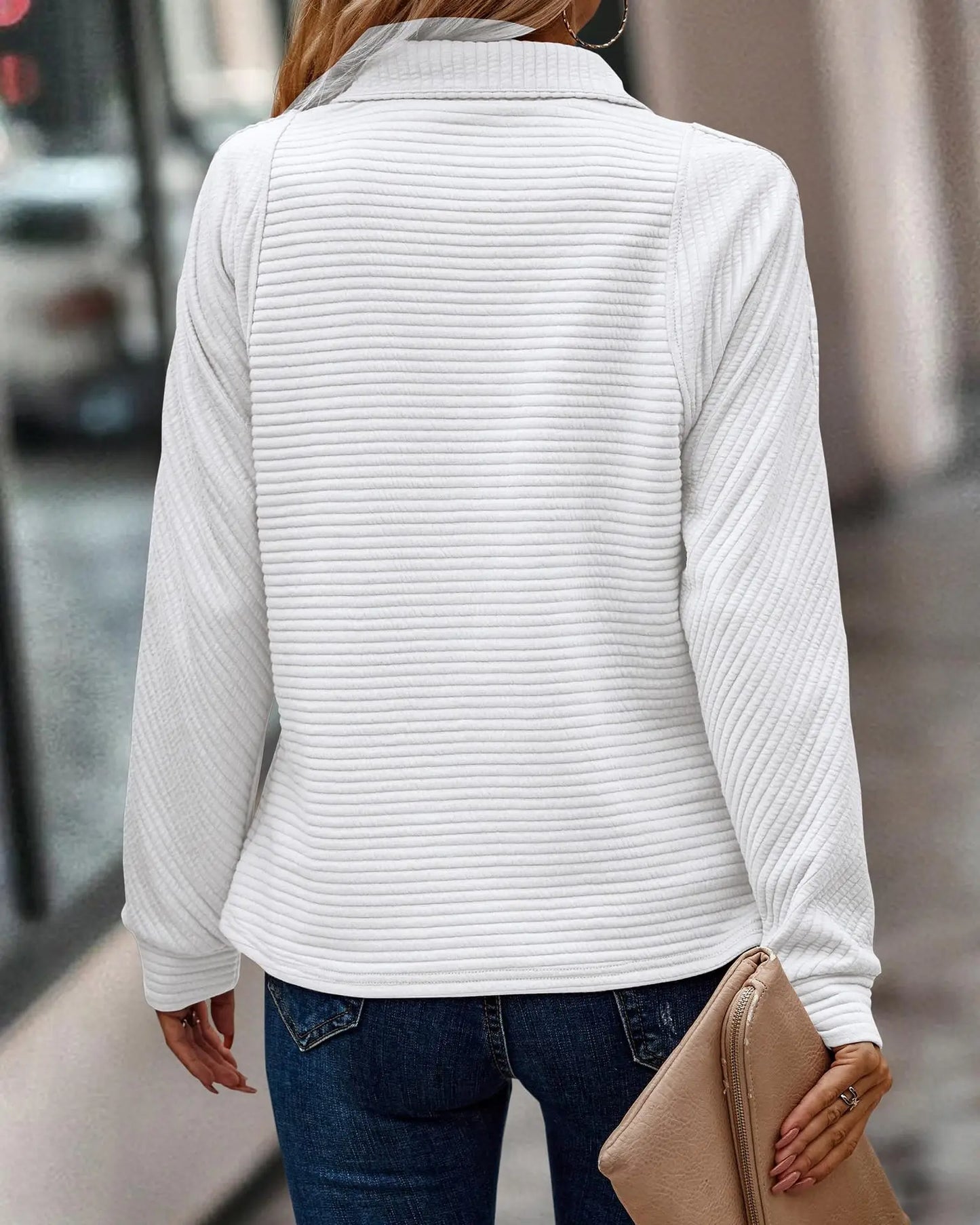 Fania™ | Elegant Zippered V-Neck Sweater